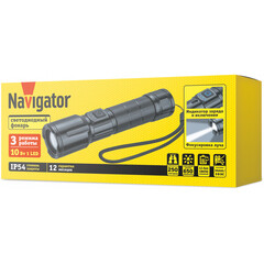 Фонарь ручной Navigator NPT-CM20-ACCU светодиодный 1 LED 10 Вт аккумуляторный/на батарейках AAA Li-Ion 1200 мАч алюминий 3 режима (95660) - фото 3