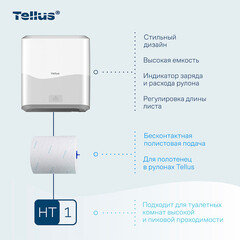 Диспенсер Tellus Matic Solution для бумажных полотенец сенсорный пластик белый (911100) - фото 4