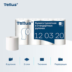 Туалетная бумага Tellus ТР-4 Премиум в стандартных рулонах 23 м (8 шт.) (120320) - фото 7