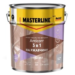 Грунт-эмаль по ржавчине 3в1 Masterline Anticorr серая RAL 7004 глянцевая 5 л - фото 1