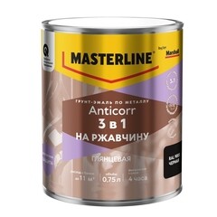 Грунт-эмаль по ржавчине 3в1 Masterline Anticorr черная RAL 9005 глянцевая 0,75 л - фото 1