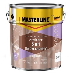 Грунт-эмаль по ржавчине 3в1 Masterline Anticorr белая RAL 9003 глянцевая 5 л - фото 1