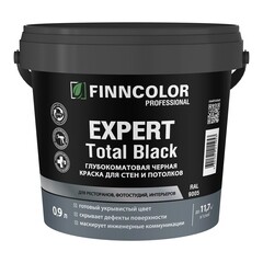 Краска интерьерная Finncolor Expert Total Black черная 0,9 л - фото 1