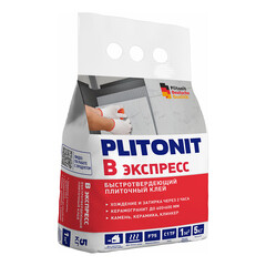 Клей для плитки/ керамогранита/ камня Plitonit В Экспресс Вб быстротвердеющий серый класс C1 TF 5 кг