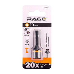 Адаптер для болтов и саморезов Rage магнитный шестигранная головка 10 мм L48 мм - фото 3