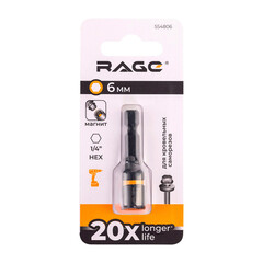 Адаптер для болтов и саморезов Rage магнитный шестигранная головка 6 мм L48 мм - фото 3