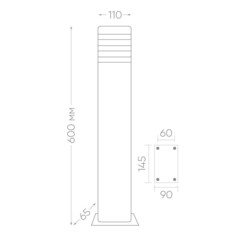 Светильник садово-парковый Feron DH0808 черный 600 мм E27 60 Вт IP54 (41155) - фото 2