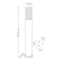 Светильник садово-парковый Feron DH0805 черный 800 мм E27 60 Вт IP54 (6302) - фото 2