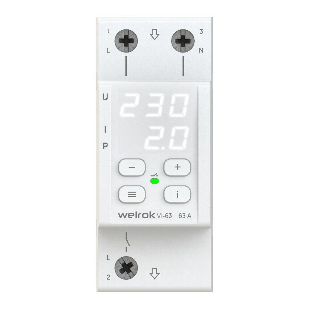 Изображение товара Реле напряжения модульное Welrok VI-63 220 В 63 А тип AC цифровое