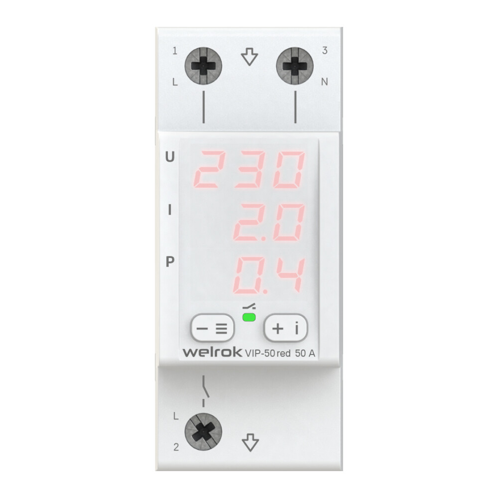 Изображение товара Реле напряжения Welrok VIP-50 red 220 В 50 А тип AC цифровое Изображение товара Реле напряжения Welrok VIP-50 red 220 В 50 А тип AC цифровое