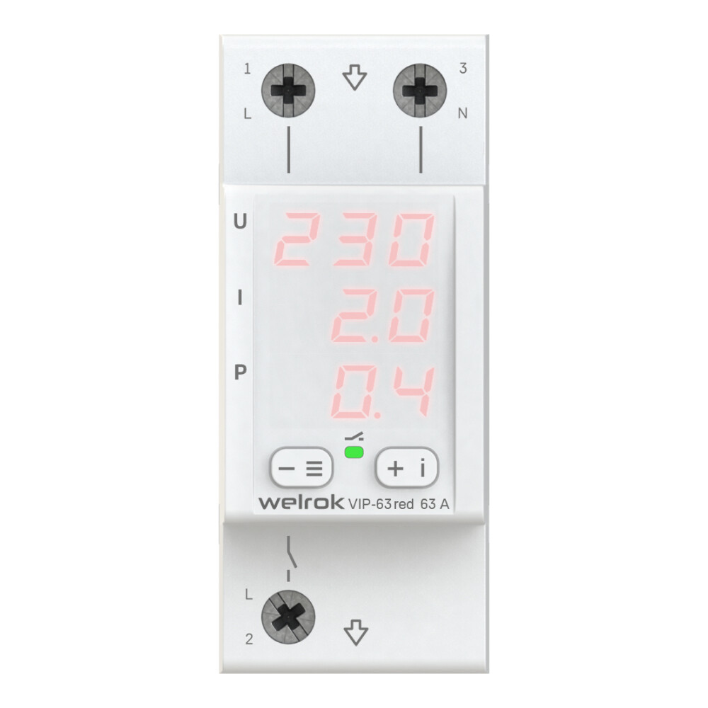 Изображение товара Реле напряжения Welrok VIP-63 red 220 В 63 А
