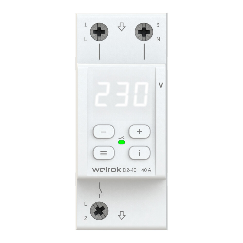 Изображение товара Реле напряжения модульное Welrok D2-40 220 В 40 А тип AC цифровое