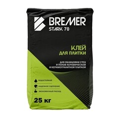Клей для плитки/ керамогранита/ камня Bremer Stark 70 усиленный серый класс C1 T 25 кг