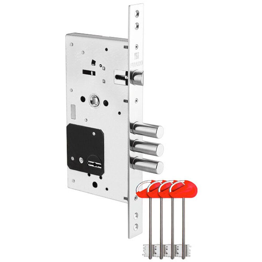 Изображение товара Замок Fuaro MDV25/S-60.85.3R16 для входной двери, хром, 4 ключа