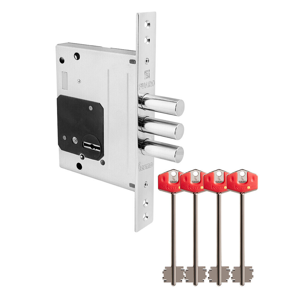 Изображение товара Замок врезной Fuaro Termo MDV25/S-60.00.3R16 для входной двери хром 4 ключа