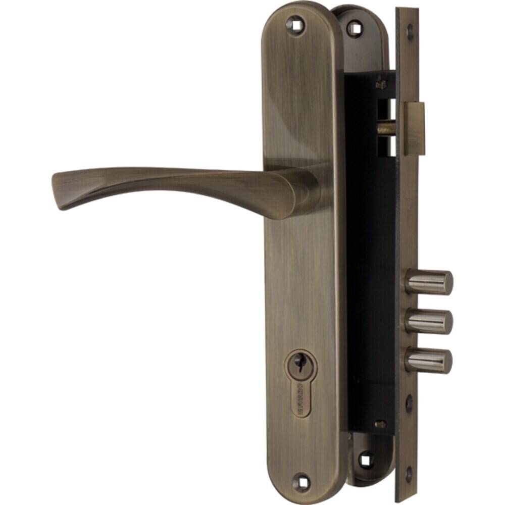 

Замок врезной Fuaro LOCKSET.9011 AB для входной двери под цилиндр бронза 5 ключей