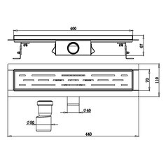Лоток душевой Ore с гидрозатвором 400х65 мм d40 мм решетка из нержавеющей стали (Drain H4) - фото 6