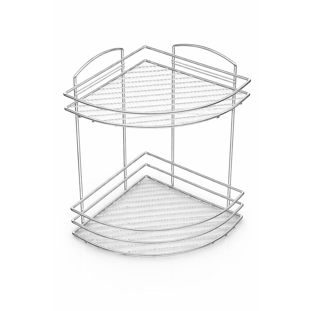 Изображение товара Полка для ванной Primanova угловая двухъярусная 240х320х240 мм металл хром (D-05222)