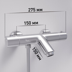 Смеситель для ванны Corsa Deco Thermo хром термостатический с коротким изливом с лейкой (FTBR01S) - фото 4