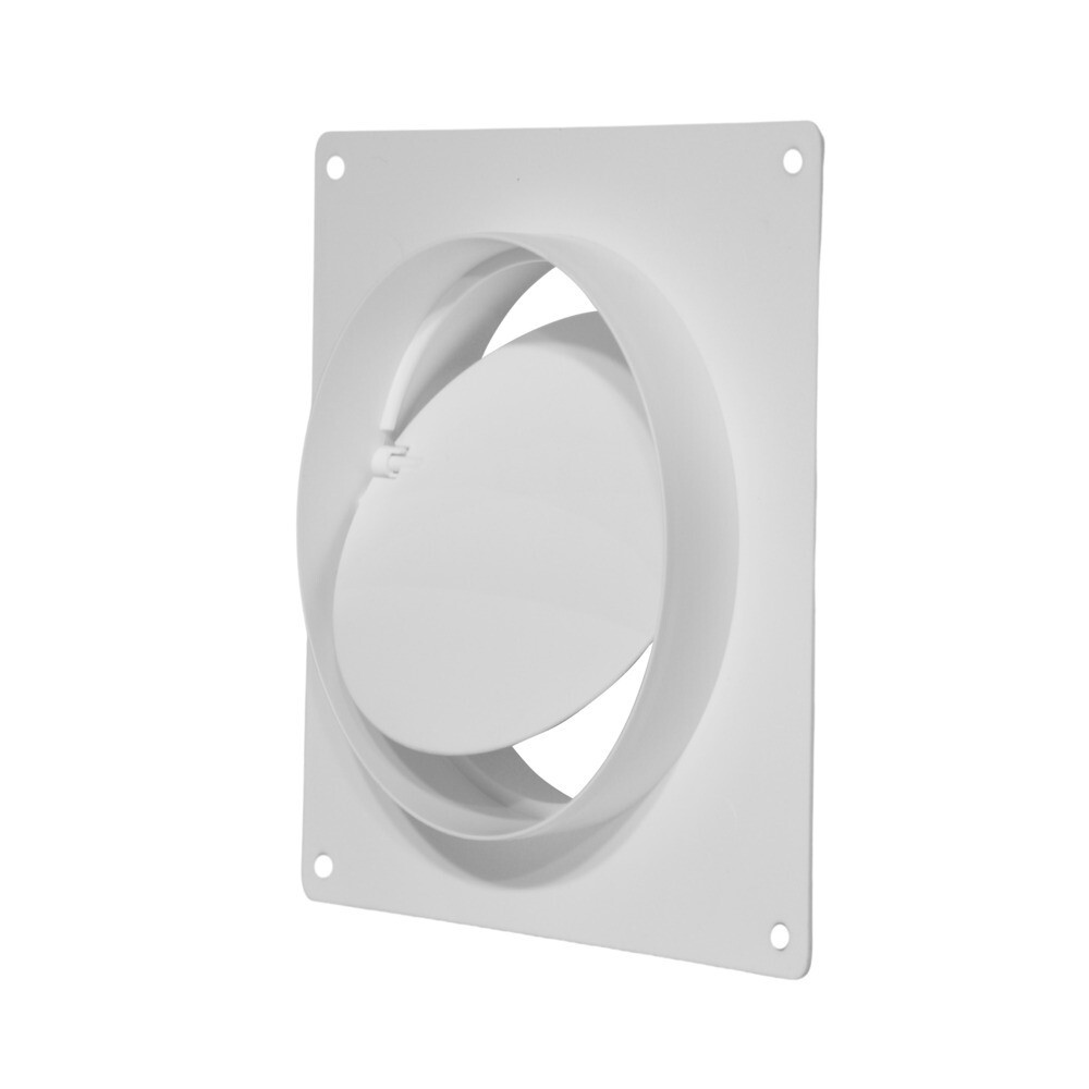 Изображение товара Накладка для круглых воздуховодов настенная ВА ВЕНТ с обратным клапаном и фланцем пластиковая 150х150 мм d100 мм