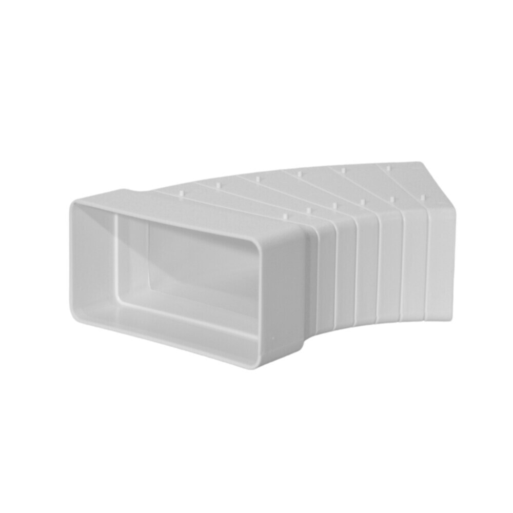 

Колено горизонтальное пластиковое для плоских воздуховодов 55х110 мм разноугловое, Белый