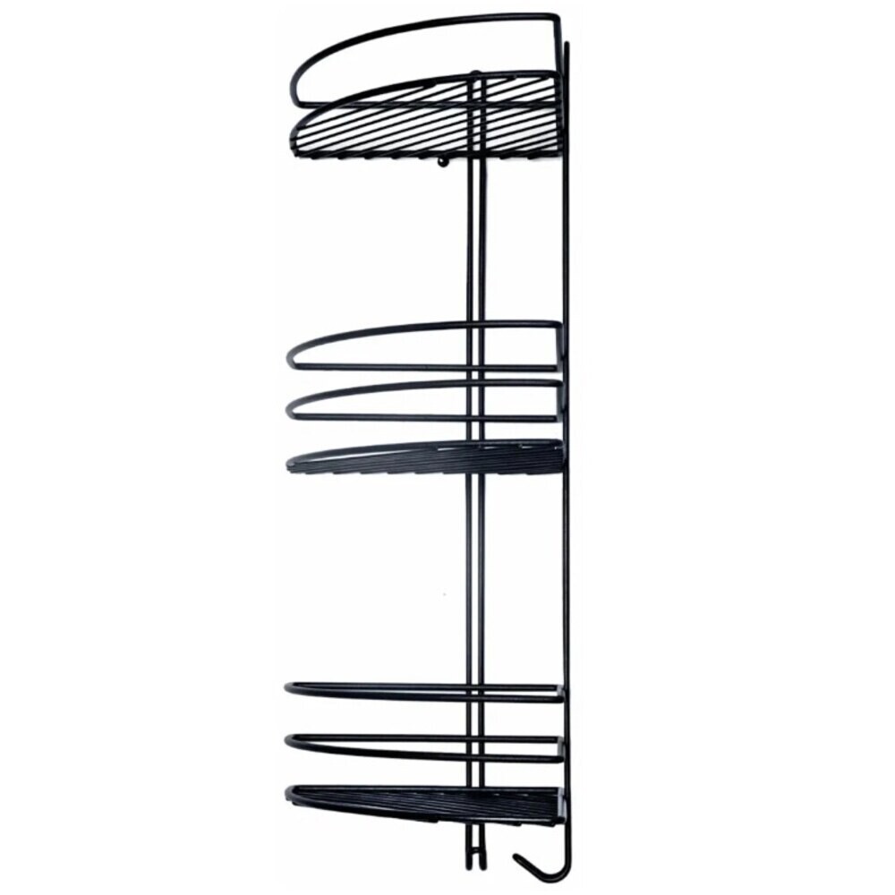 Изображение товара Полка для ванной Металаксон угловая трехъярусная с крючками 270х585х200 мм металл черная (48991-3ЧМ)