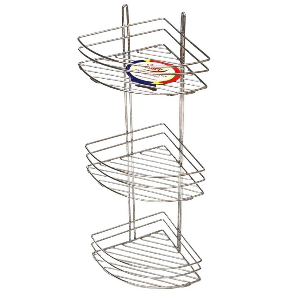 Изображение товара Полка Lider 4230 Угловая трёхъярусная с крючками для ванной