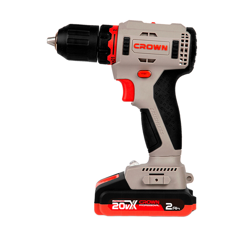 Изображение товара Дрель-шуруповерт аккумуляторная Crown CT21091HX-2 BMC 20 В 2 Ач Li-Ion 1 АКБ и ЗУ