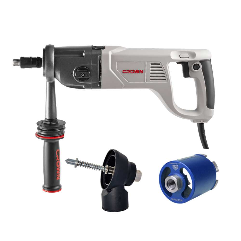 Изображение товара Набор электроинструмента Crown дрель сетевая ударная CT32072DH BMC 1400 Вт ключевой патрон + пылеуловитель + коронка 72/65PUN1816