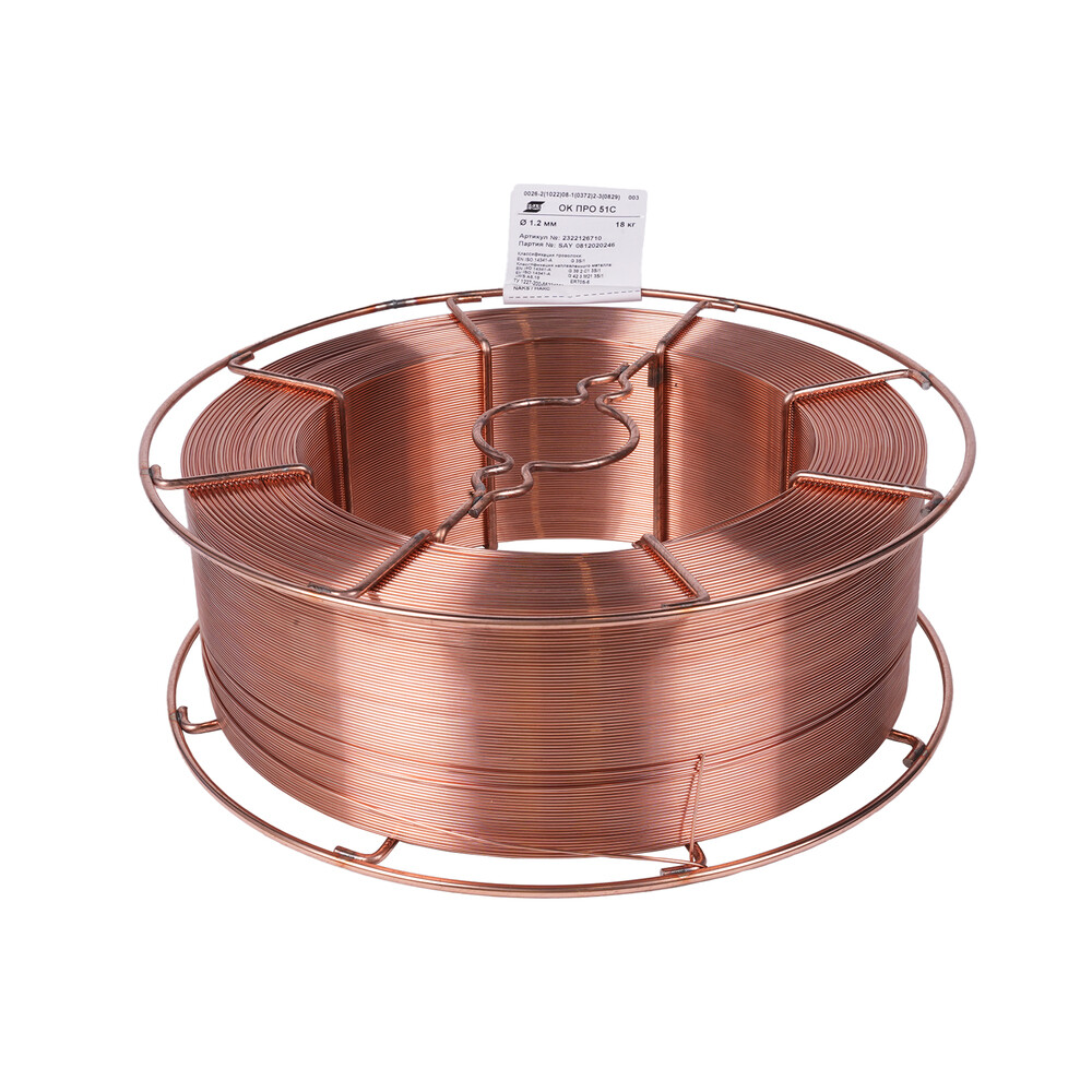 Изображение товара Сварочная проволока для полуавтомата Esab омедненная d1,2 мм сплошного сечения 18 кг (2322126710)