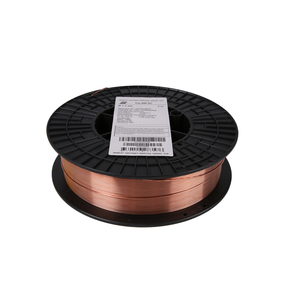 Изображение товара Сварочная проволока для полуавтомата Esab омедненная d1,2 мм сплошного сечения 5 кг (2323124600)