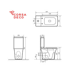 Унитаз-компакт Corsa Deco TX100 безободковый с универсальным выпуском с сиденьем дюропласт микролифт белый (TPTX620QR) - фото 15