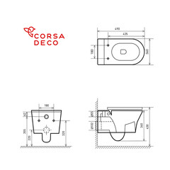 Унитаз подвесной Corsa Deco FX Rimless безободковый с сиденьем дюропласт микролифт (WHFX490SR) - фото 17
