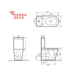 Унитаз-компакт Corsa Deco NX Tornado безободковый с универсальным выпуском с сиденьем дюропласт микролифт белый (TPNX600ST) - фото 14