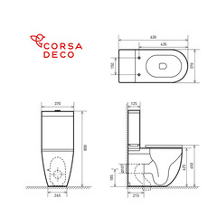 Унитаз-компакт Corsa Deco CX Tornado безободковый с универсальным выпуском с сиденьем дюропласт микролифт белый (TPCX630ST) - фото 14