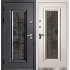 Изображение товара Дверь входная с терморазрывом Теплолюкс Ричмонд левая букле графит - матовый белый со стеклопакетом 960х2050 мм