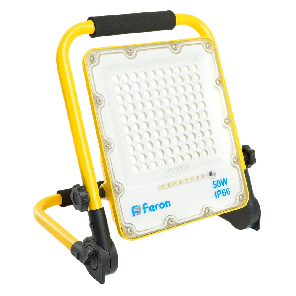 Изображение товара Прожектор светодиодный Feron LL-951 6400K 50 Вт IP65 с зарядным устройством желтый/черный