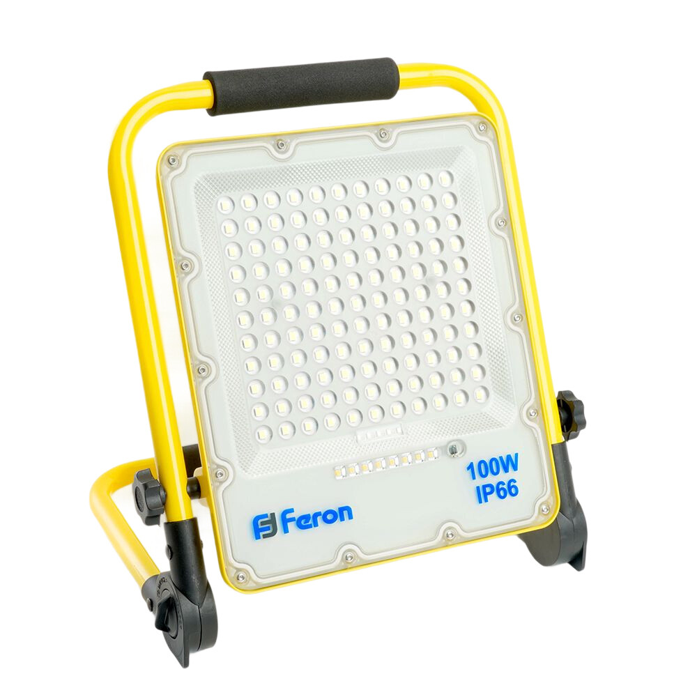 Изображение товара Прожектор светодиодный Feron LL-592 6400K 100 Вт IP65 с зарядным устройством желтый/черный