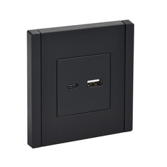 Розетка IEK Forte&Piano FP151 встраиваемая черная с USB-A/ Type-C (FP-U22-018-K02)