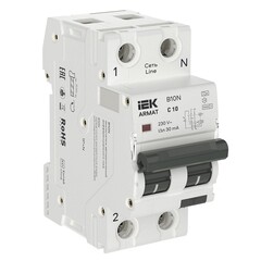 Автомат дифференциальный IEK Armat B10N 10А 1+N тип A 30 мА 10 кА (AR-B10N-1N-C010A030)