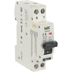 Автомат дифференциальный IEK Armat B06S 6А 1P+N тип A 30 мА 6 кА (AR-B06S-1N-C06A030)