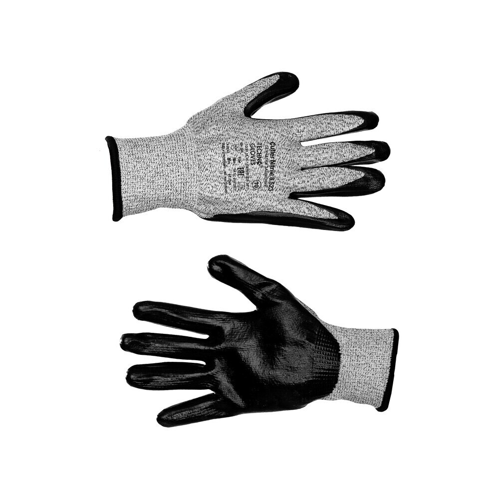 Изображение товара Перчатки защитные Technogloves Катлер Катлер (XL) серо-черные с частичным покрытием