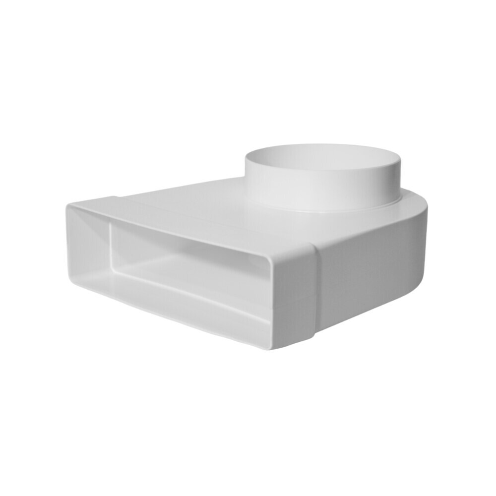 Изображение товара Колено горизонтальное пластиковое для плоско-круглых воздуховодов 60х204 мм 90° с круглыми d125 мм