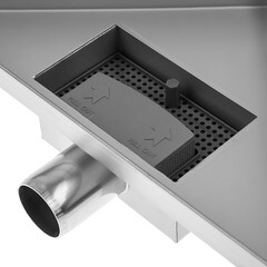 Трап душевой горизонтальный Ore Т2 с гидрозатвором 250х250х355 мм d40 мм решетка из нержавеющей стали - фото 6