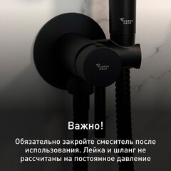 Смеситель с гигиеническим душем встраиваемый Corsa Deco со скрытой частью в комплекте черный (HF001B) - фото 6