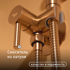 Смеситель с гигиеническим душем встраиваемый Corsa Deco со скрытой частью в комплекте матовое золото (HF001G) - фото 2