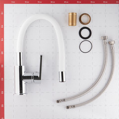 Смеситель для кухни Rossinka Z хром/белый с гибким изливом однорычажный (Z35-35U-White) - фото 3