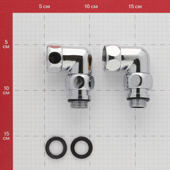 Соединитель угловой для полотенцесушителя 3/4 ВР(г) х 1/2 НР(ш) хром (2 шт.) - фото 2