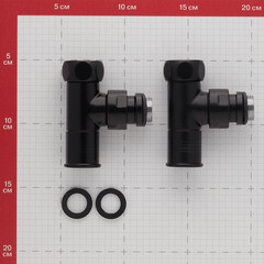 Вентиль с круглой ручкой для полотенцесушителя ЛД 1/2х3/4 черный матовый (2 шт.) - фото 6