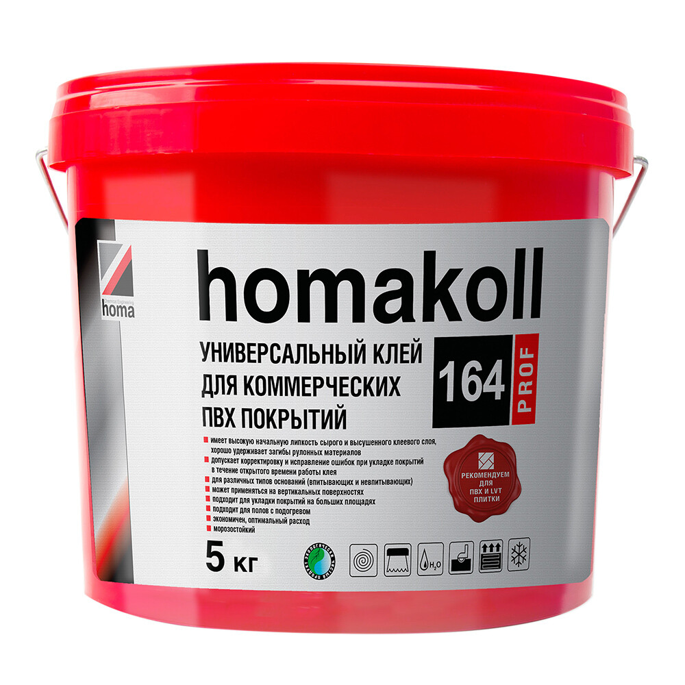 Изображение товара Клей акриловый для коммерческих ПВХ покрытий Homa Homakoll 164 Prof 5 кг